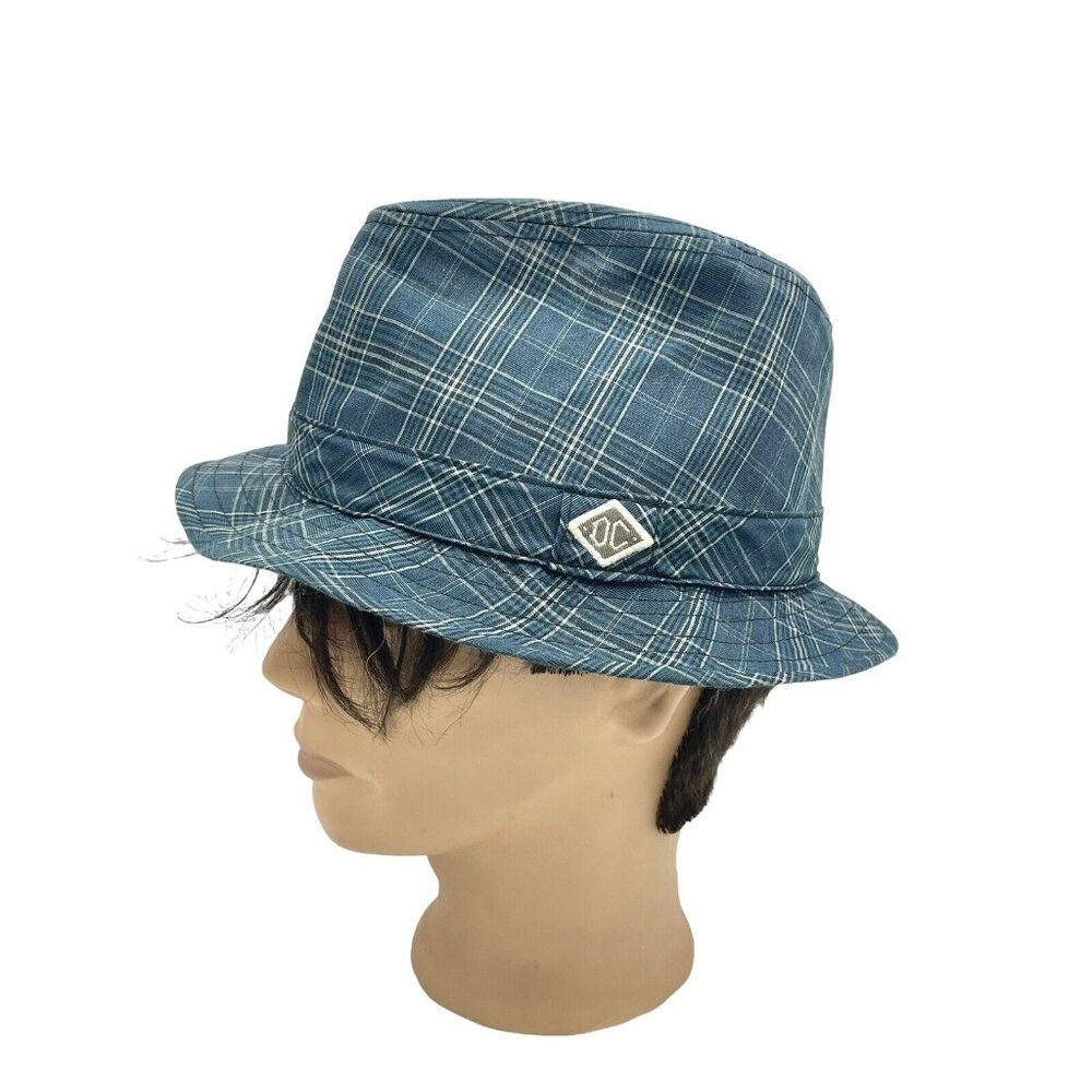 Daniel Cremieux Blue Plaid Fedora Hat Size 8/M 90% Cotton Unisex